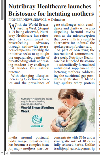 Nutribray Healthcare launches
Bristosure for lactating mothers