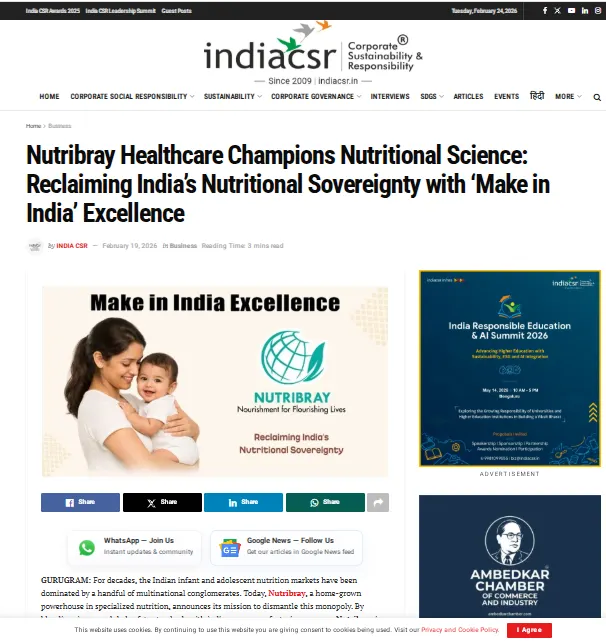 Nutribray Healthcare Champions Nutritional Science: Reclaiming India’s Nutritional Sovereignty with ‘Make in India’ Excellence