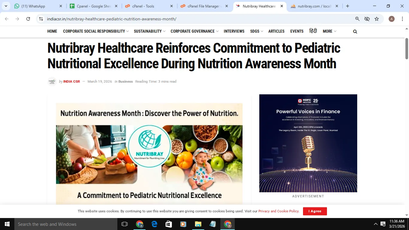 Nutribray Healthcare Reinforces Commitment to Pediatric Nutritional Excellence During Nutrition Awareness Month